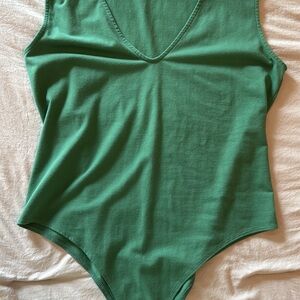 Green V-Neck Bodysuit
